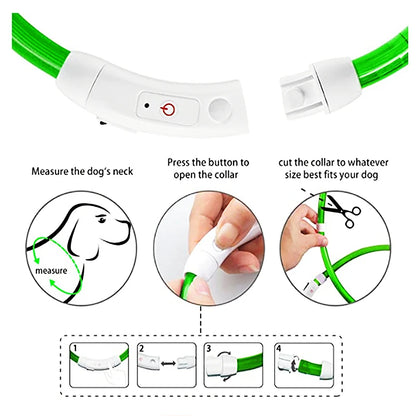 LED Glow USB Dog Collar – Adjustable & Rechargeable Safety Light for Pets