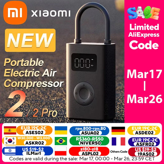 Xiaomi Mijia Air Pump 2 25%Speed Boost Mini Portable Electric Air Compressor Treasure 150PSI Type-C LED Multitool Inflator Xiomi-World Bazaar Life