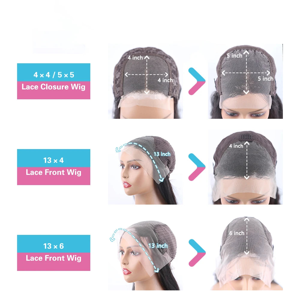 HD Transparent 13x4 13x6 Straight Lace Front Wig Brazilian Pre Plucked Lace Frontal 100% Human Hair Wigs For Women 4x4 5x5 Wig