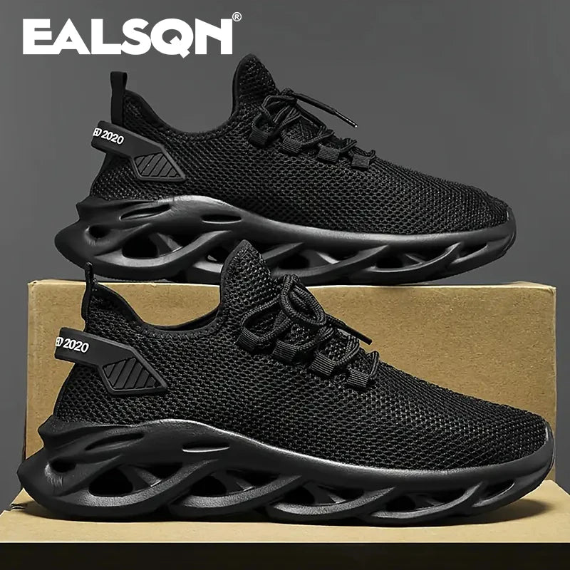 Men Sports Running Black Jogging Shoes Casual Sneakers Brown Outdoor Breathable Mesh Women Light Shock-absorption Black Tennis - World Bazaar Life