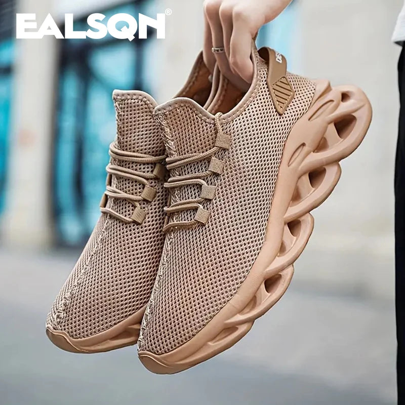 Men Sports Running Black Jogging Shoes Casual Sneakers Brown Outdoor Breathable Mesh Women Light Shock-absorption Black Tennis - World Bazaar Life