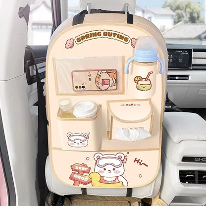 Car Seat Back Storage Bag Hanging Anti-Kick Pad With Handle Anti-Wear Universal Car Back Storage Bag Cute Children-World Bazaar Life