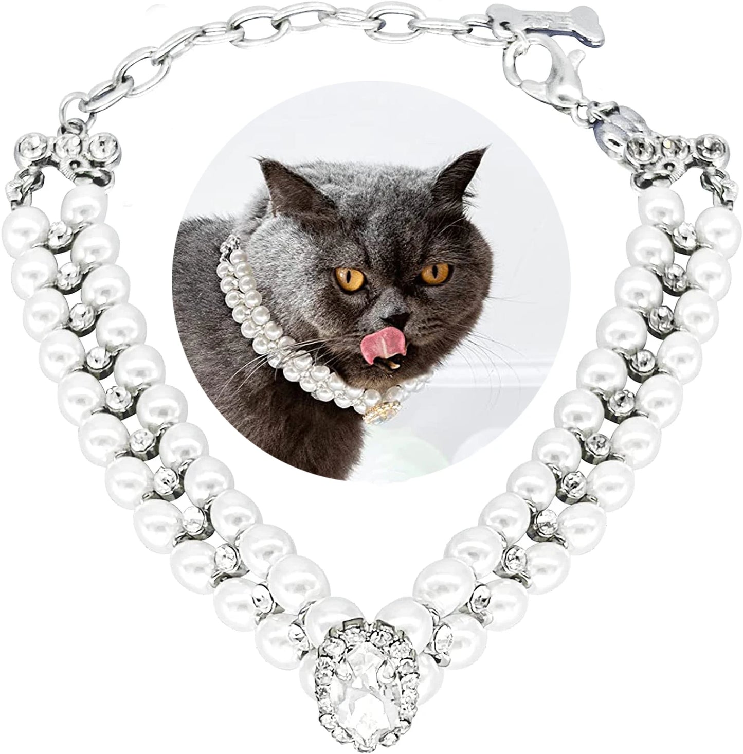 Luxury Rhinestone Puppy Collar for Small Dogs Cat Necklace Bling Crystal Jewelry Pet Accessorie Princess Diamond Wedding Collar-World Bazaar Life