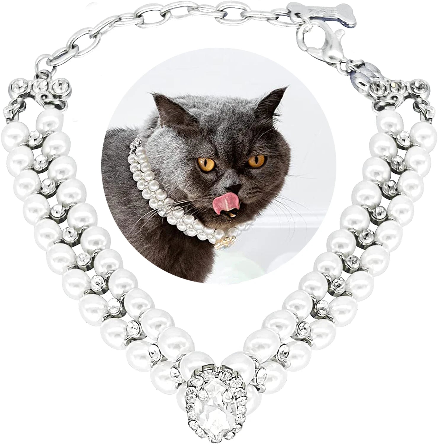 Luxury Rhinestone Puppy Collar for Small Dogs Cat Necklace Bling Crystal Jewelry Pet Accessorie Princess Diamond Wedding Collar-World Bazaar Life