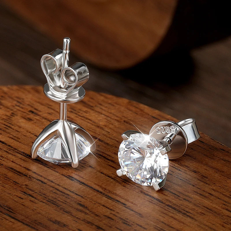 KNOBSPIN Moissanite Earring 0.2-2ct D VVS1 GRA Certified Lab Diamond 4 Claw s925 Sterling Silver Stud Earrings for Women Man-World Bazaar Life
