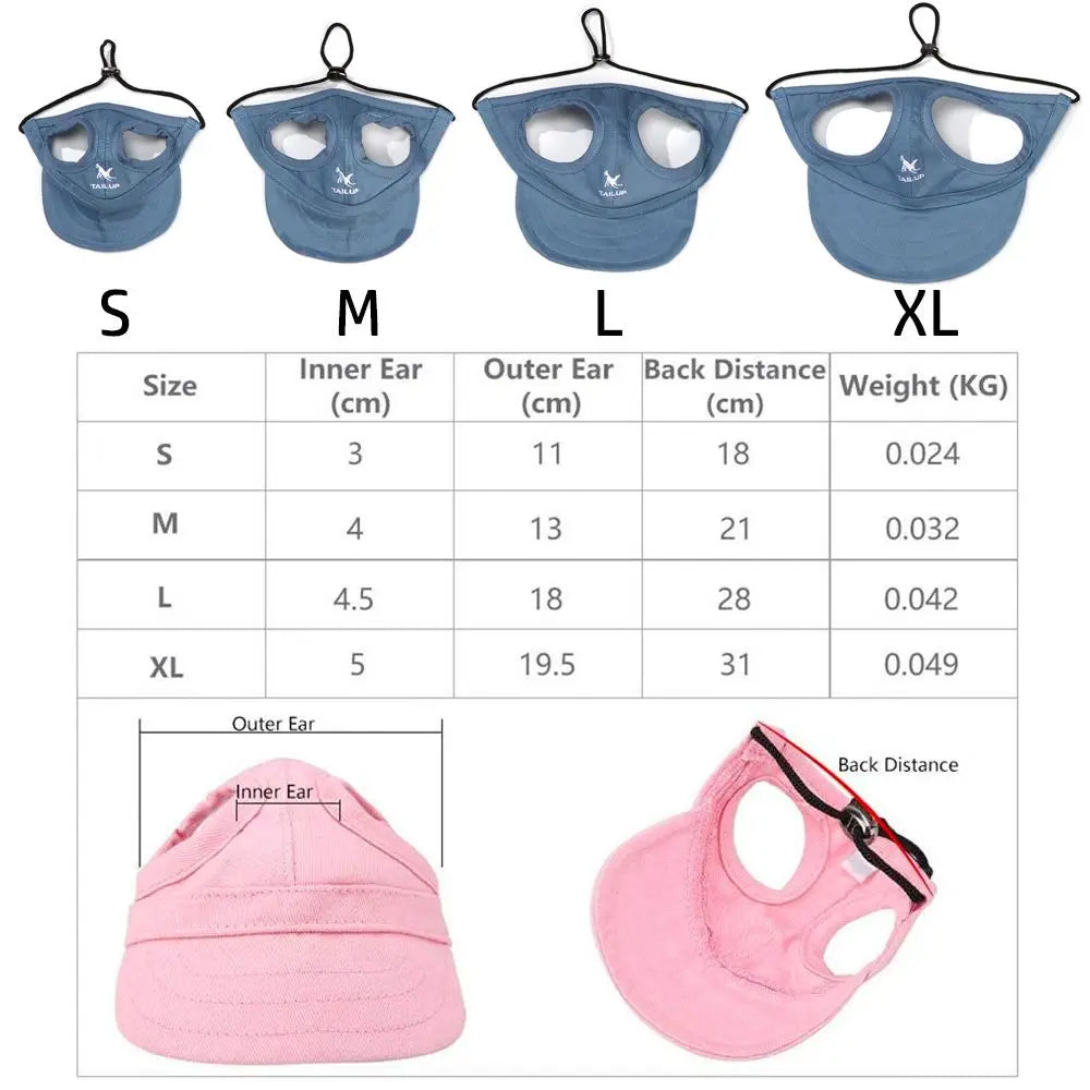Pet Baseball Hat Outdoor Cat Dog Adjustable Visor Hat Summer Pet Travel Sports Sun Cap With Ear Holes-World Bazaar Life