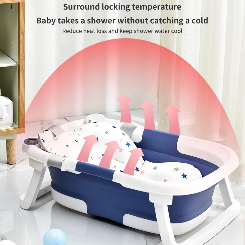 Portable Collapsible Baby Bathtub for Newborn to Toddler Durable Essential Infant Bath Tub with Soft Cushion-World Bazaar Life