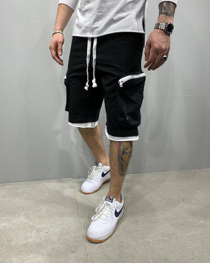 Mens Summer Cargo Shorts Cotton Workout Fitness Shorts Breathable Jogger Training Gyms Bodybuilding Multi Pocket Yellow Shorts - World Bazaar Life
