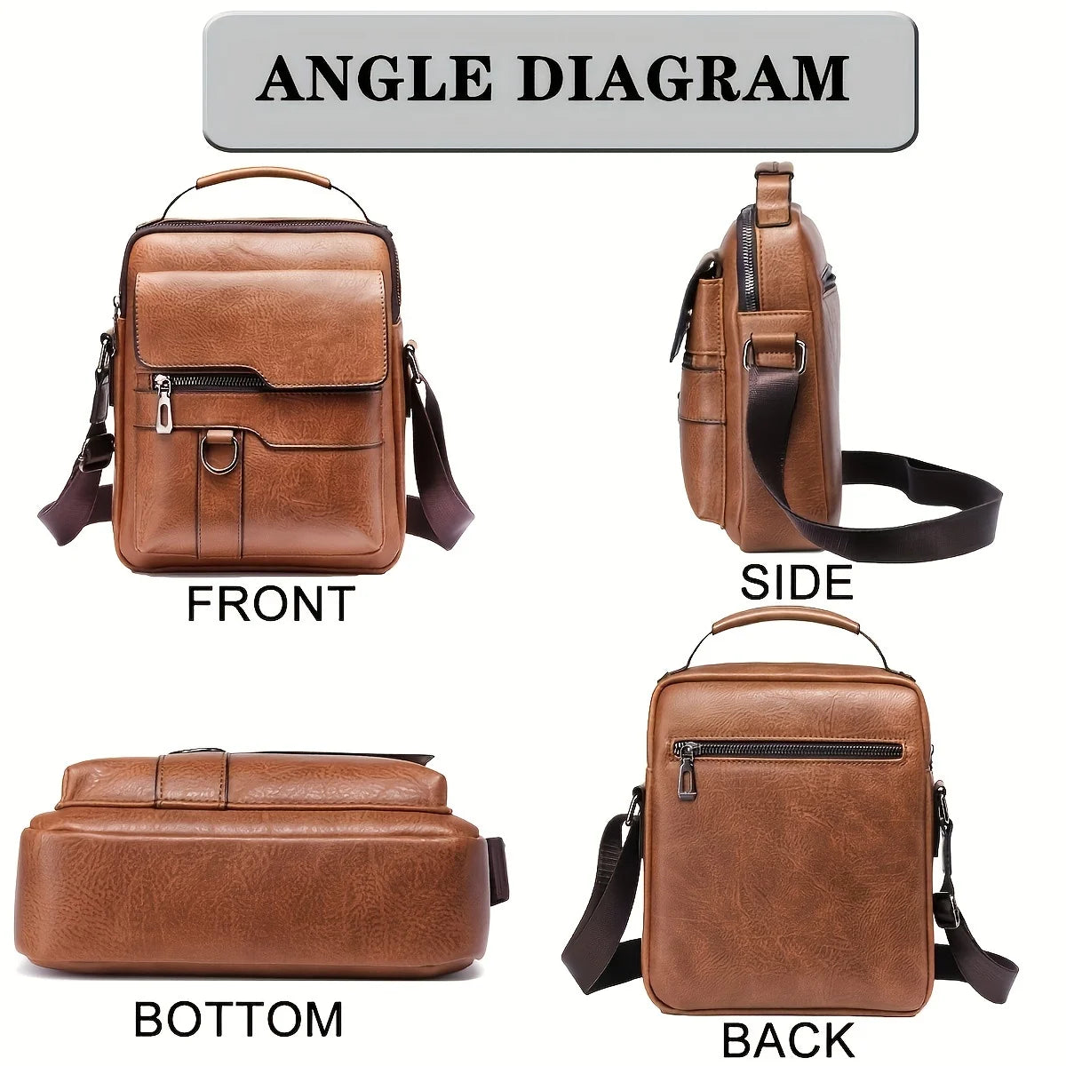 DJB1106 Men's Casual Crossbody Briefcase Backpack Korean Business Vertical Leather Business Flap Solid Color Messenger Bag - World Bazaar Life