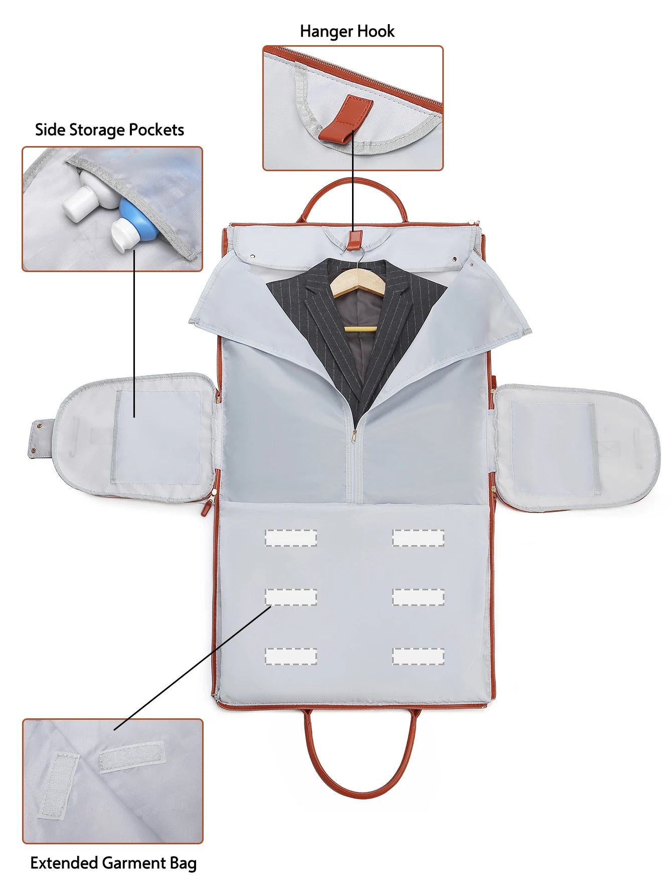 55L Large Capacity Waterproof PU Leather Travel Garment Bag with Shoe Pouch, 2-in-1 Carry-On Suit Duffle Bag - World Bazaar Life