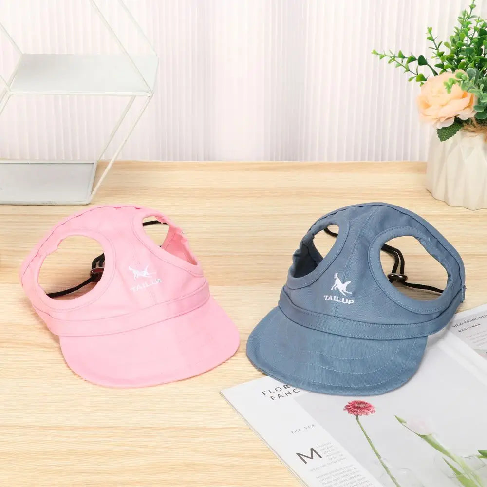 Pet Baseball Hat Outdoor Cat Dog Adjustable Visor Hat Summer Pet Travel Sports Sun Cap With Ear Holes-World Bazaar Life