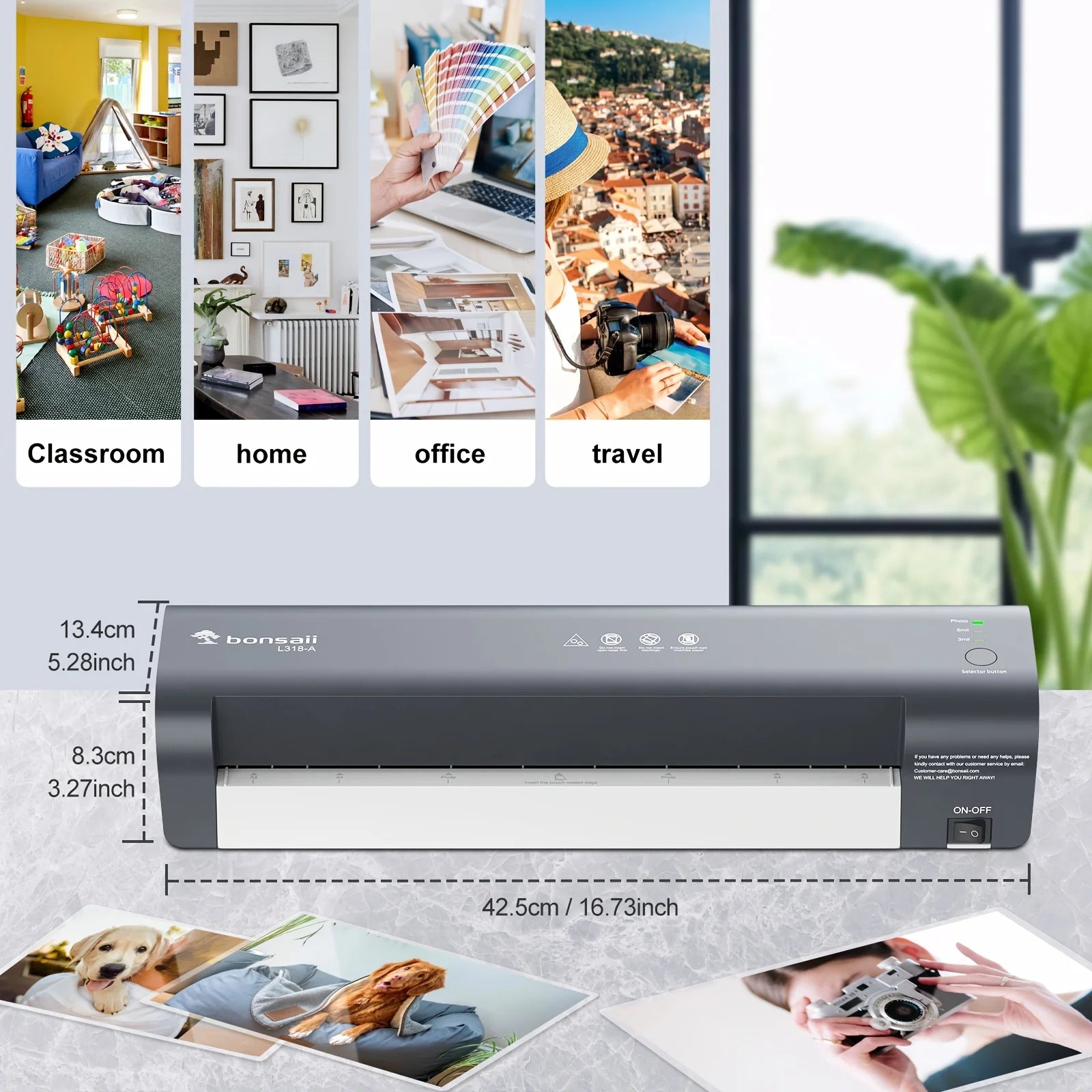 BONSAII 4-in-1 13" Laminator with Never Jam Tech and NTC Temperature Control, Included 40 Laminting Sheets, Triple Heat Settings - World Bazaar Life