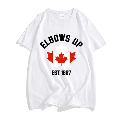 EST 1986 Canada Elbows Up Tshirts Short Sleeve Round Neck Male T-shirt Strong & Free Canadian Tees Men/Women Clothing Print Tops-World Bazaar Life