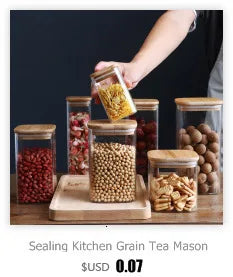 Glass Cereal Storage Jars – Sealed Kitchen Food Containers-World Bazaar Life