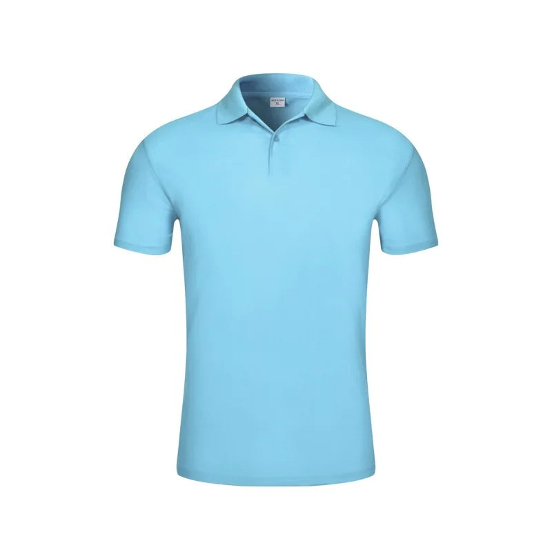 Summer Top New Lapel  Solid Color Shirt Short Sleeve Casual Business Fashion Breathable And Comfortable Polo Shirt Group Uniform-World Bazaar Life