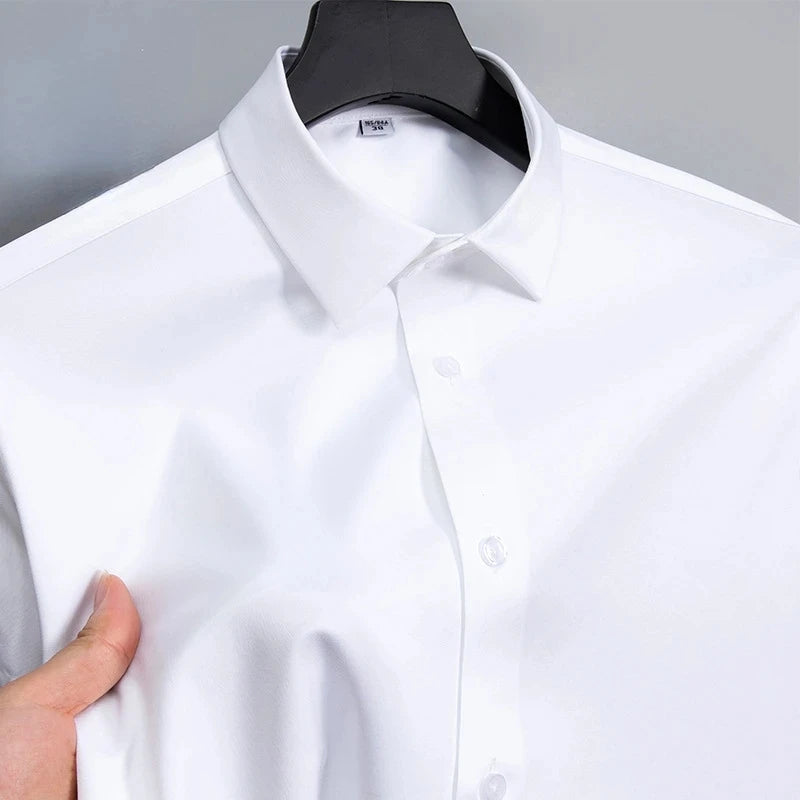 New Anti-Wrinkle Men Shirts Long Sleeve Dress Shirts For Men Slim Fit Camisa Social Business Blouse White Office Shirt S-6XL - World Bazaar Life