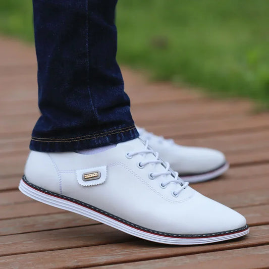 Men's PU Leather Business Casual Shoes Men's Outdoor Breathable Sports Shoes Men's Fashion Loafers Walking Shoes - World Bazaar Life