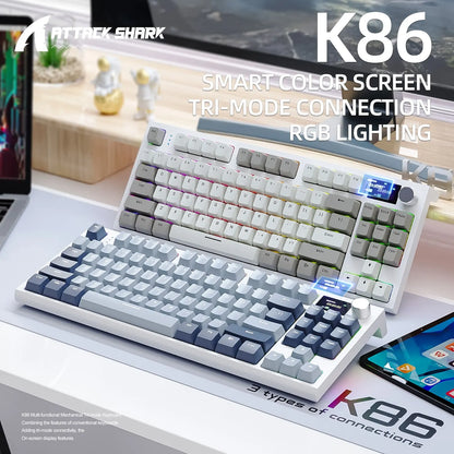 K86 Wireless Hot-Swappable Mechanical Keyboard Bluetooth/2.4g With Display Screen and Volume Rotary Button for Games and Work - World Bazaar Life
