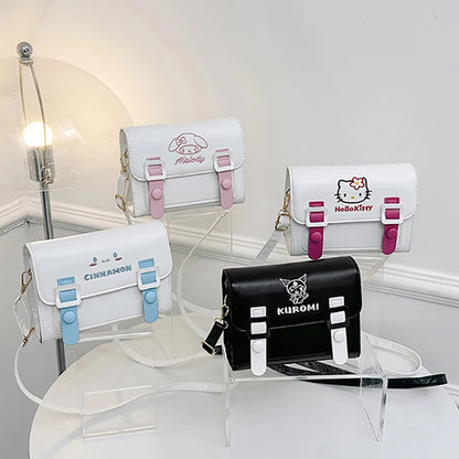 Sanrio Pu Square Bag Anime Shoulder Bags Kawaii Messenger Tote Cute Cartoon Backpacks My melody Cinnamorol Kuromi Fashion Bags-World Bazaar Life