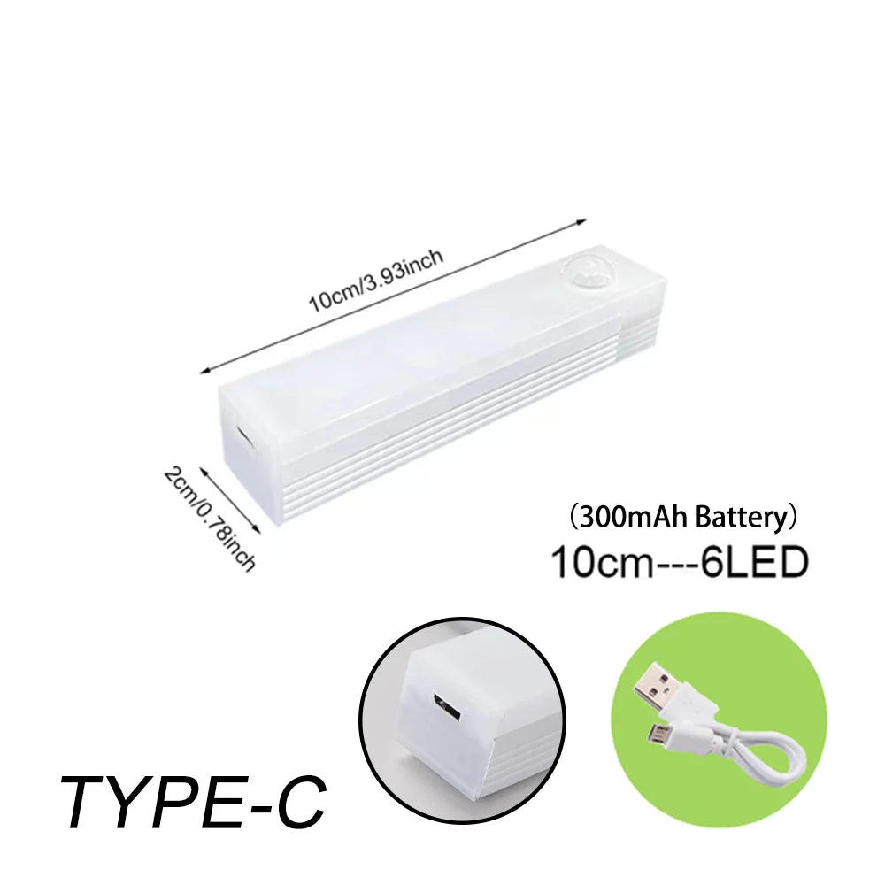 Motion Sensor Light Wireless LED Night Light Type C Rechargeable Light Cabinet Wardrobe Lamp Staircase Backlight For Kitchen LED-World Bazaar Life