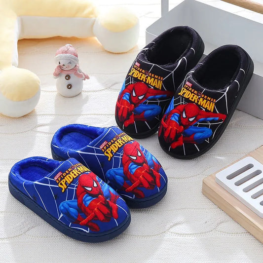 Cartoon Printed Spider-man Cotton Slippers For Children's Shoes Fashion New Style Warmth Autumn Winter Indoor Kids Boys Slipper - World Bazaar Life