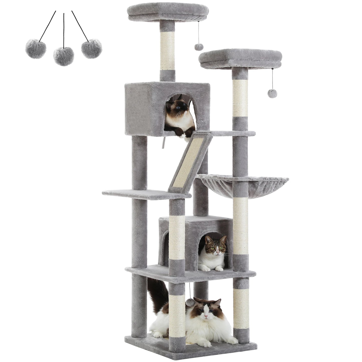 Tall Multi-Level Cat Tree Tower with Scratching Posts & Caves - World Bazaar Life