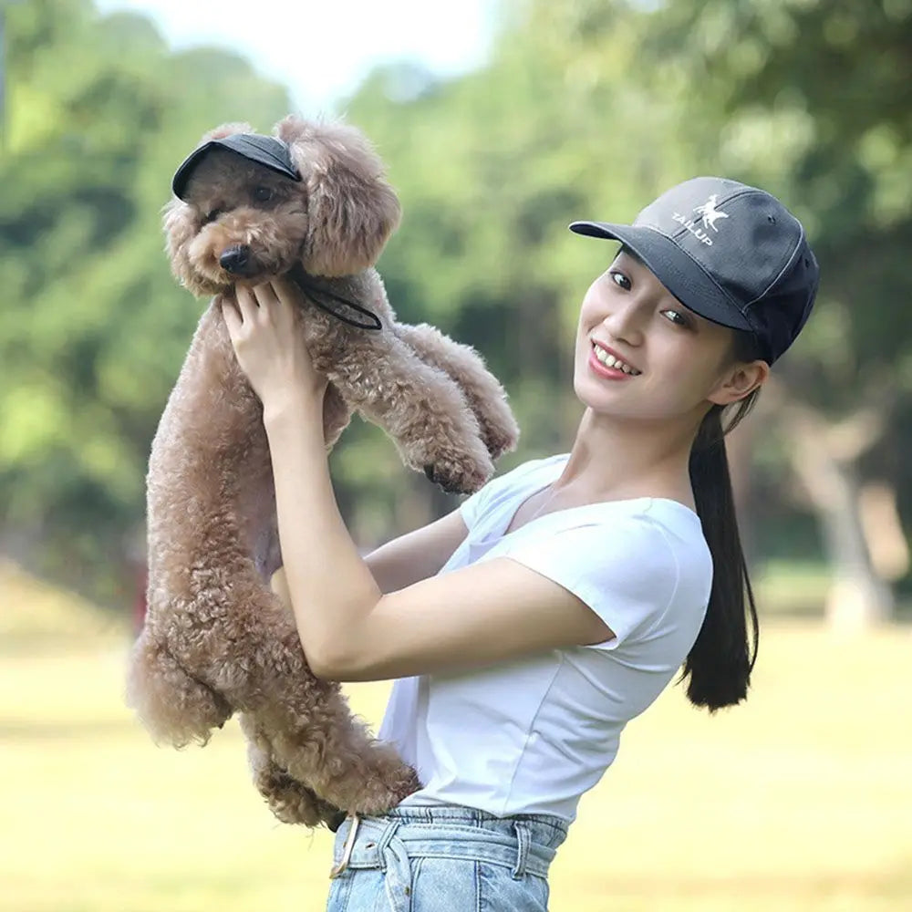 Pet Baseball Hat Outdoor Cat Dog Adjustable Visor Hat Summer Pet Travel Sports Sun Cap With Ear Holes-World Bazaar Life