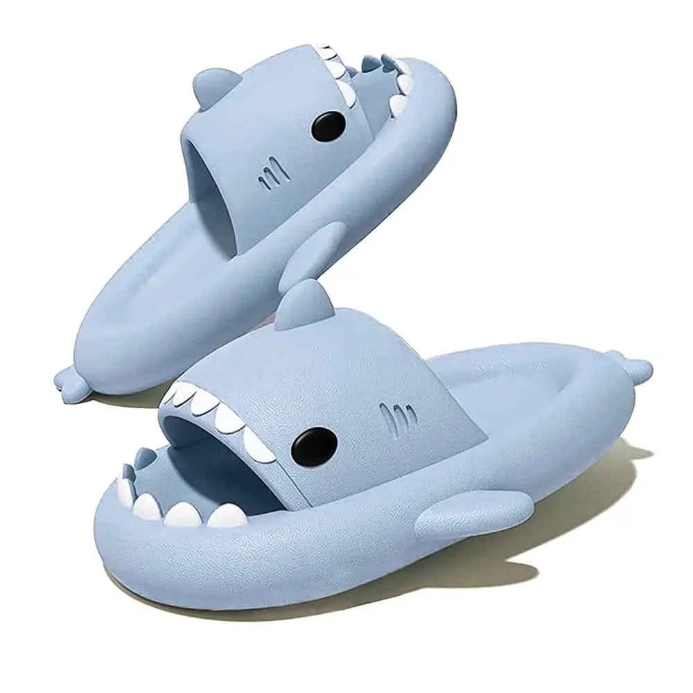 SmilePoP Shark Slides Summer Cute Cartoon Shark Slippers for Women Men Non-Slip Open Toe Sole Sandals Casual Unisex Beach Shoes