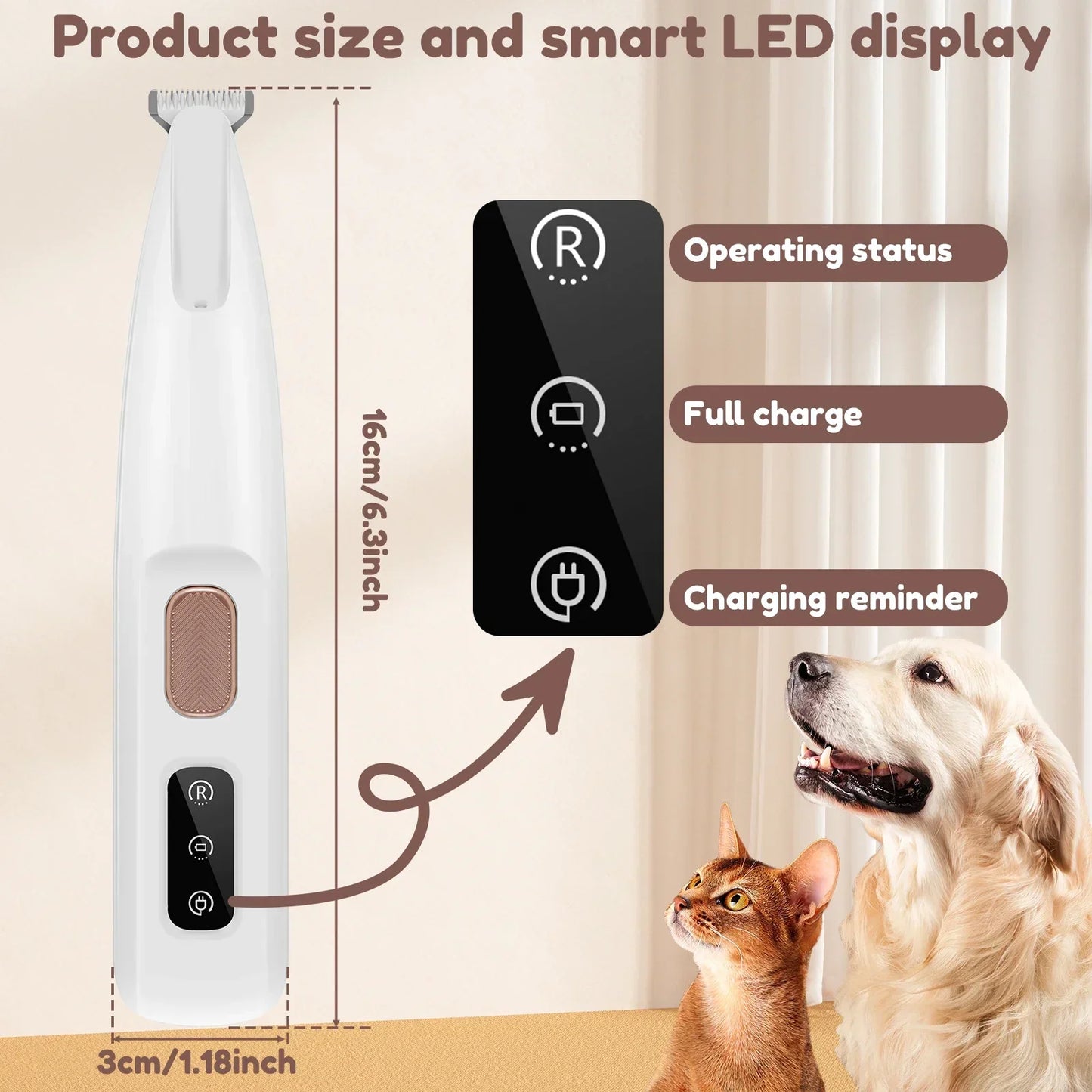 Pawsome Grooming Pro: LED Waterproof Dog Paw Trimmer with 18mm Blade