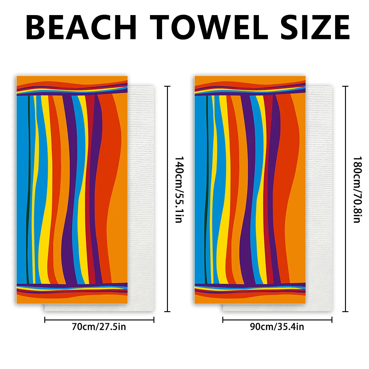Extra Large Microfiber Beach Towel Soft Quick-Dry & Sand-Free Striped Design For Pool & Beach Swimming Bath Towel-World Bazaar Life