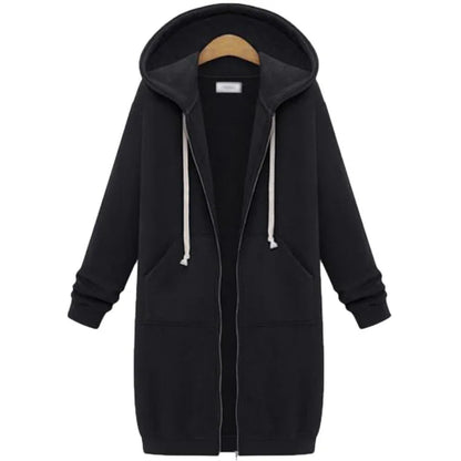 Hoodies Women 2022 New Autumn and Winter Thickening Loose Fashion Solid Color Pocket Design Top Hooded Long Sweatshirts Coat