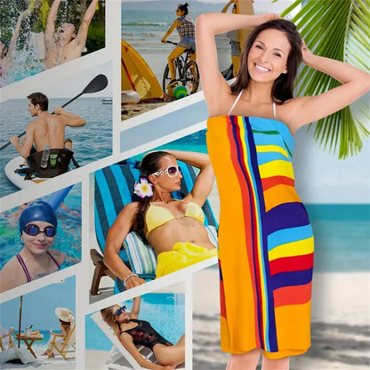 Extra Large Microfiber Beach Towel Soft Quick-Dry & Sand-Free Striped Design For Pool & Beach Swimming Bath Towel-World Bazaar Life
