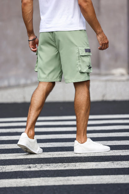 Men's Multicolor Drawstring Cargo Shorts Solid Color Pants with Pockets Casual Summer Shorts