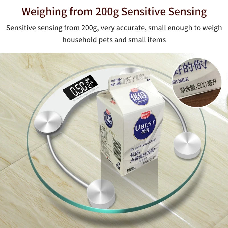 Round Transparent Digital Scale Body Weight Scale Floor Electronic Scales LCD Scales Body Weighing Scale For Bathroom-World Bazaar Life