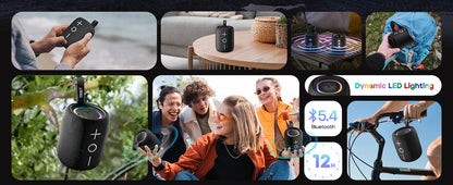 TRIBIT StormBox Mini Bluetooth Speaker, 12W 360° Sound With XBass, LEDs, 12 Hours playtimes, IPX7 Waterproof, For Hiking/Outdoor-World Bazaar Life