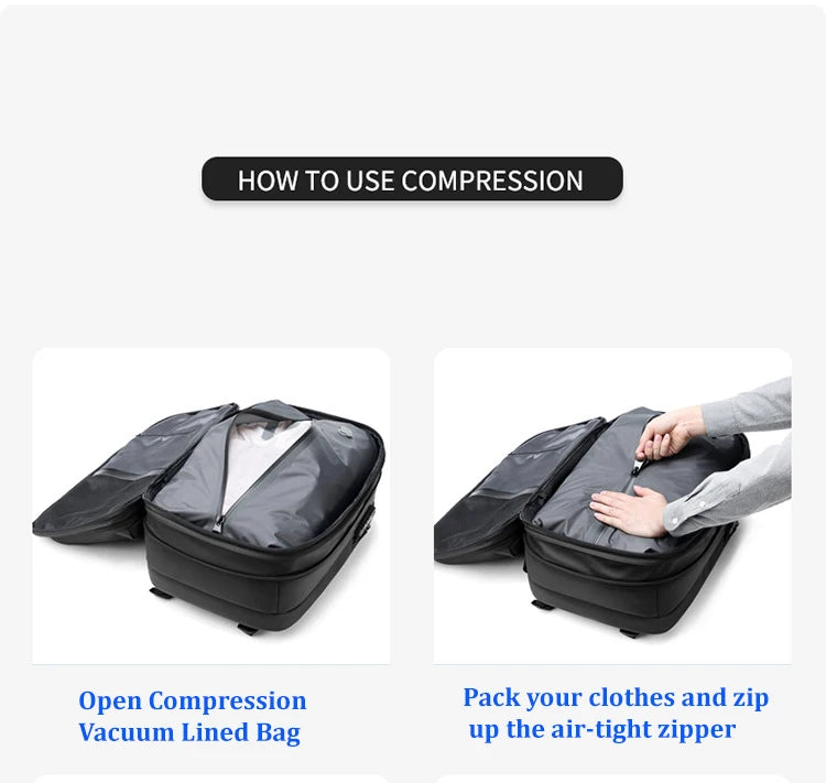 Travel Men 17 inch Laptop Backpack vacuum compression Backpack Business Large Capacity school Backpack expand outdoor backpack - World Bazaar Life