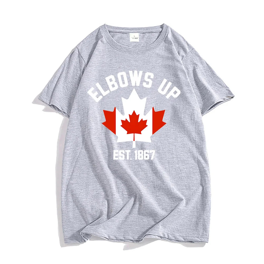 EST 1986 Canada Elbows Up Tshirts Short Sleeve Round Neck Male T-shirt Strong & Free Canadian Tees Men/Women Clothing Print Tops-World Bazaar Life