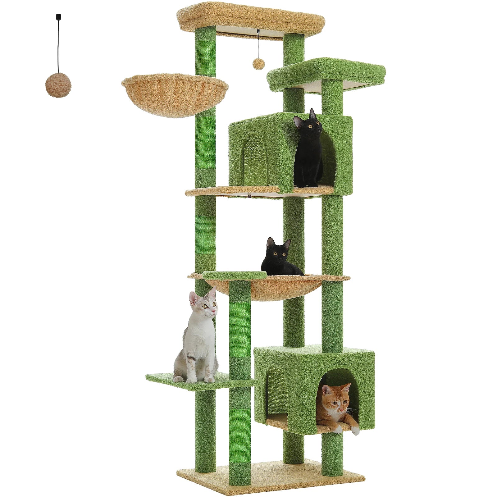 Tall Multi-Level Cat Tree Tower with Scratching Posts & Caves - World Bazaar Life