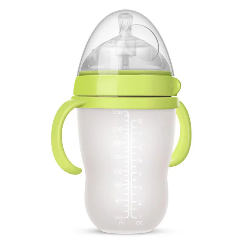 New 0-36 months baby nano-silicone bottle 240ml 150ml with handle Breastmilk-like design Soft milk pulling - World Bazaar Life