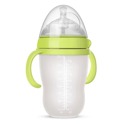 New 0-36 months baby nano-silicone bottle 240ml 150ml with handle Breastmilk-like design Soft milk pulling - World Bazaar Life