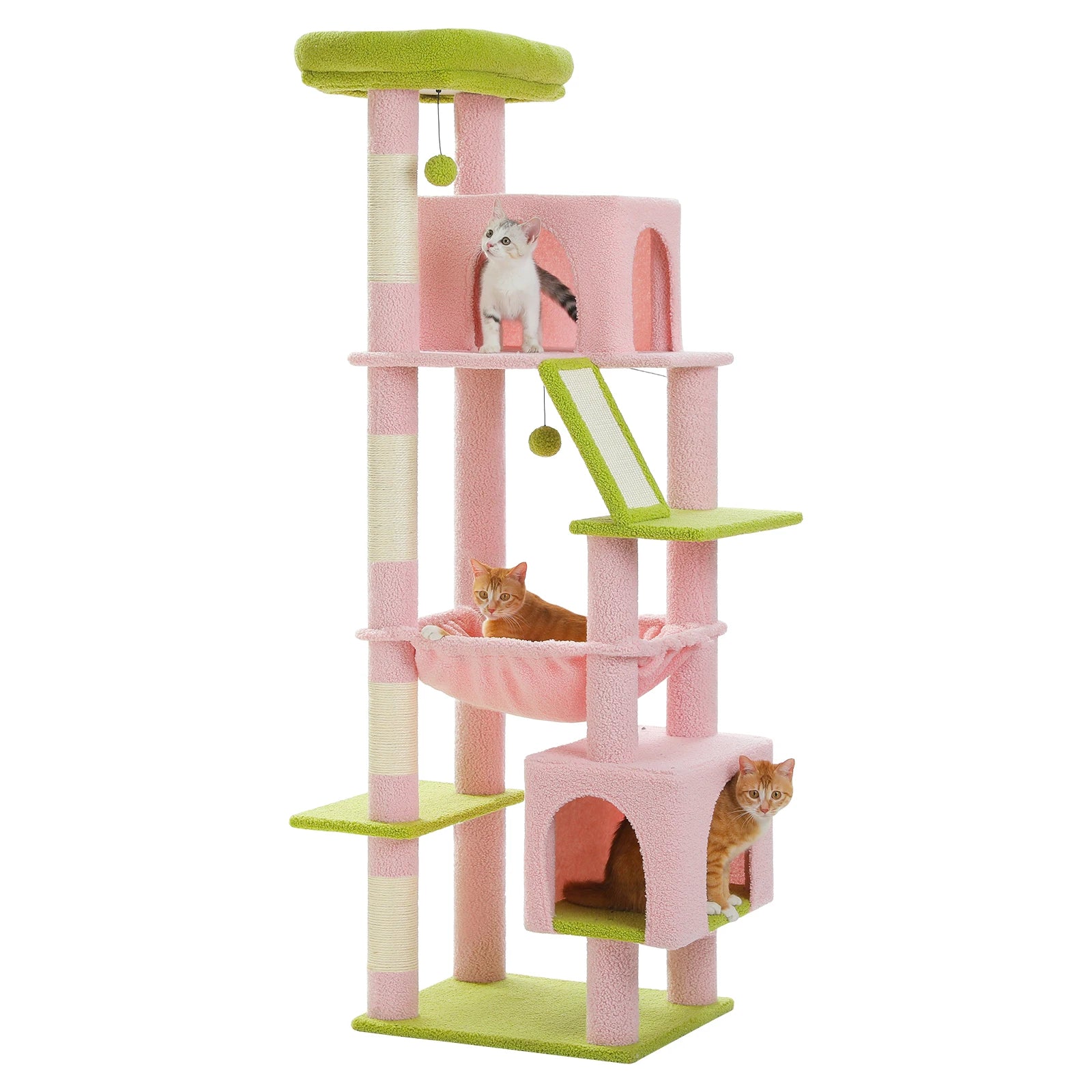 180cm Large Cat Tree Tower with Scratching Post, Hammock & Perch - World Bazaar Life