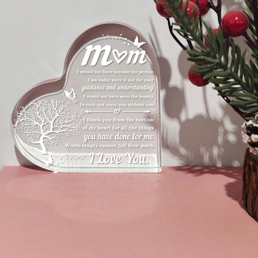 Heart Transparent Acrylic Ornaments Decorations Gift for My Mom Birthday Present From Family Souvenir for Mother's Day Gift-World Bazaar Life