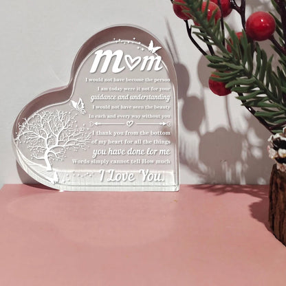 Heart Transparent Acrylic Ornaments Decorations Gift for My Mom Birthday Present From Family Souvenir for Mother's Day Gift-World Bazaar Life