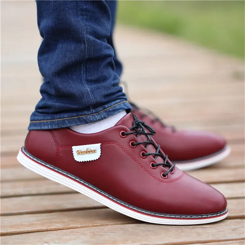 Men's PU Leather Business Casual Shoes Men's Outdoor Breathable Sports Shoes Men's Fashion Loafers Walking Shoes - World Bazaar Life