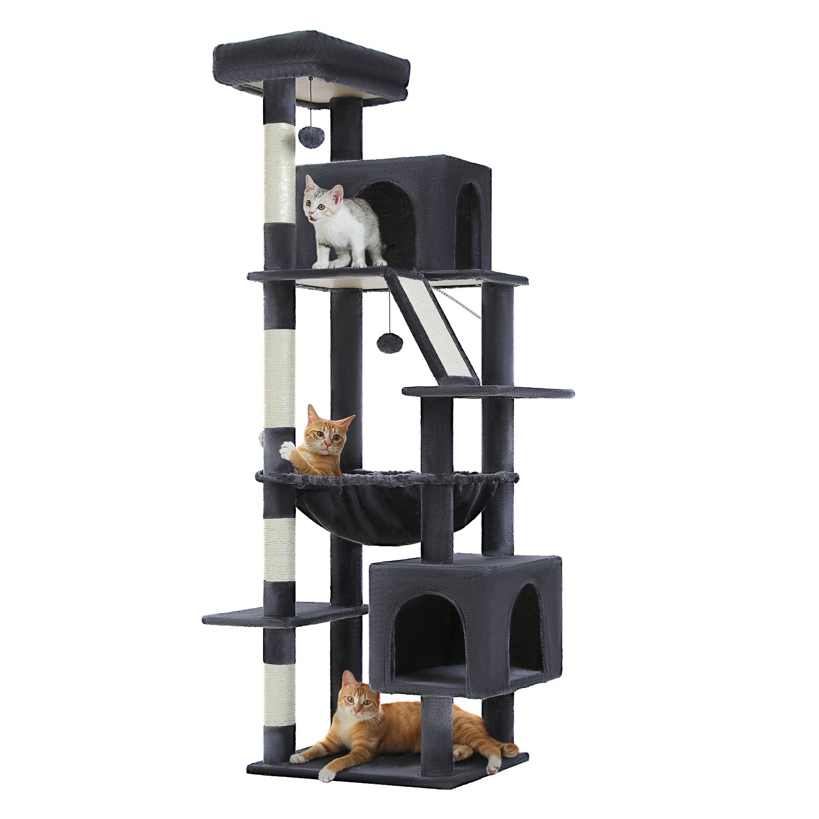 180cm Large Cat Tree Tower with Scratching Post, Hammock & Perch - World Bazaar Life