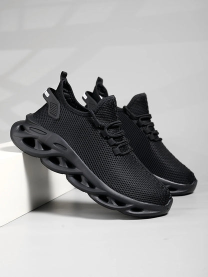 Men Sports Running Black Jogging Shoes Casual Sneakers Brown Outdoor Breathable Mesh Women Light Shock-absorption Black Tennis - World Bazaar Life