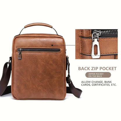 DJB1106 Men's Casual Crossbody Briefcase Backpack Korean Business Vertical Leather Business Flap Solid Color Messenger Bag - World Bazaar Life
