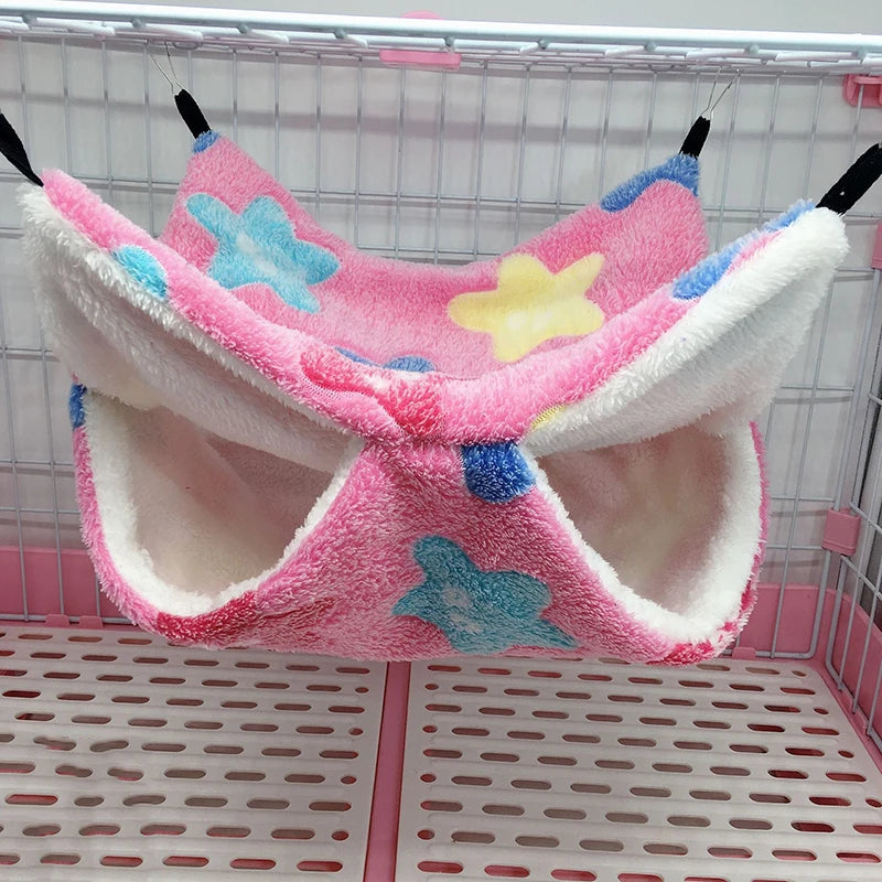 Hammock For Rat Guinea Pig Hamster Cage Double Thick Plush Warm Hanging Tree Bed Small Animal House Nest Sleeping Bag Pet Supply-World Bazaar Life