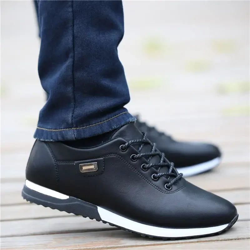 Men's PU Leather Business Casual Shoes Men's Outdoor Breathable Sports Shoes Men's Fashion Loafers Walking Shoes - World Bazaar Life