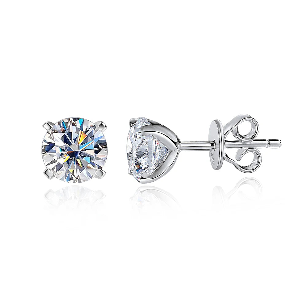 KNOBSPIN Moissanite Earring 0.2-2ct D VVS1 GRA Certified Lab Diamond 4 Claw s925 Sterling Silver Stud Earrings for Women Man-World Bazaar Life